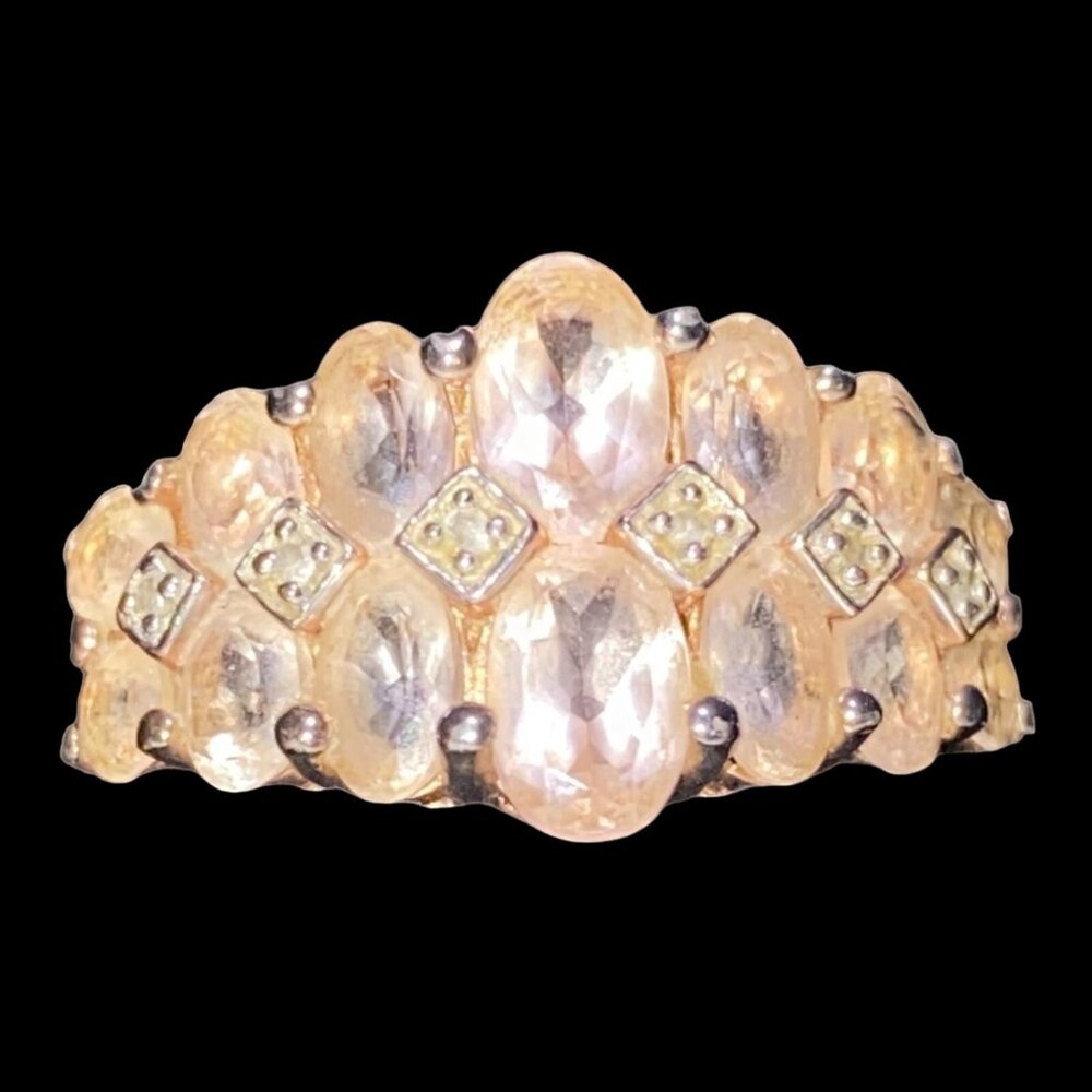 Ring 20 Gemstones Size 7 7.025 Carats Pale Pink Tourmaline .373 Carats Diamonds